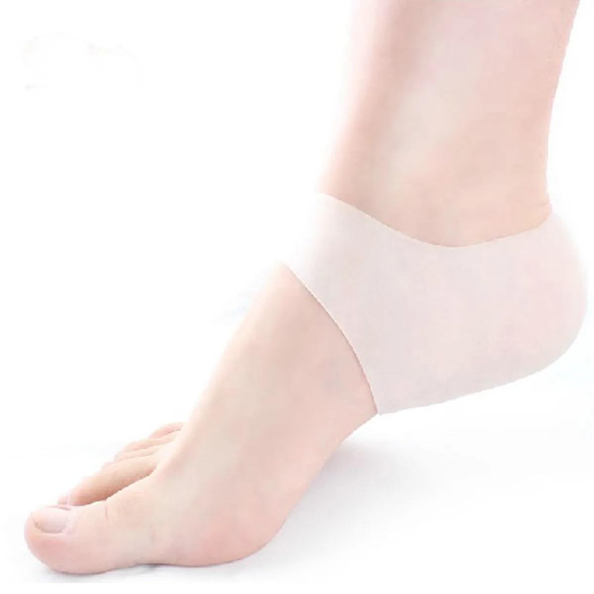 2Pcs Simple Practical Gel Heel Socks Moisturizing Foot Care 10x105cm 3mm White Gel Heel Socks Foot Skin Care Protector