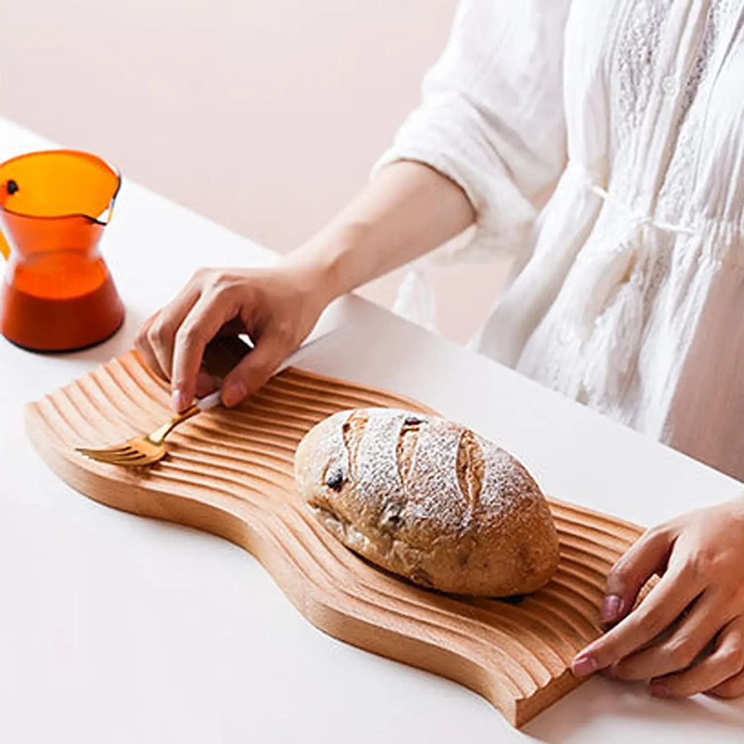 Nordic Style Decorative Wooden Serving Board Beech Wood Breakfast Board for Kitchen Unique Multipurpose Charcuterie Tray
