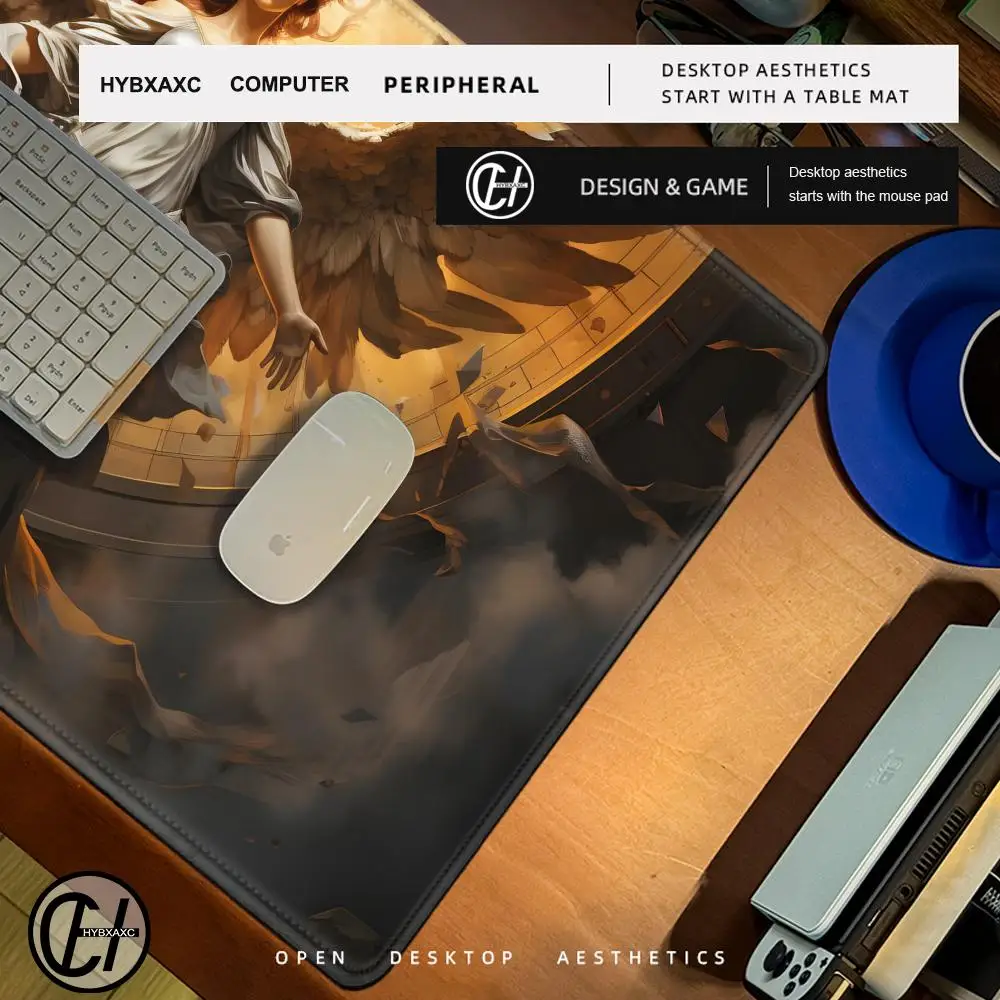 رائع الملاك الذهبي أجنحة ماوس الوسادة بطاقة لعبة حصيرة مكاتب الكمبيوتر الكبيرة لوحة الماوس المضادة للانزلاق ل MTG DTCG CCG RPG الحصير التداول