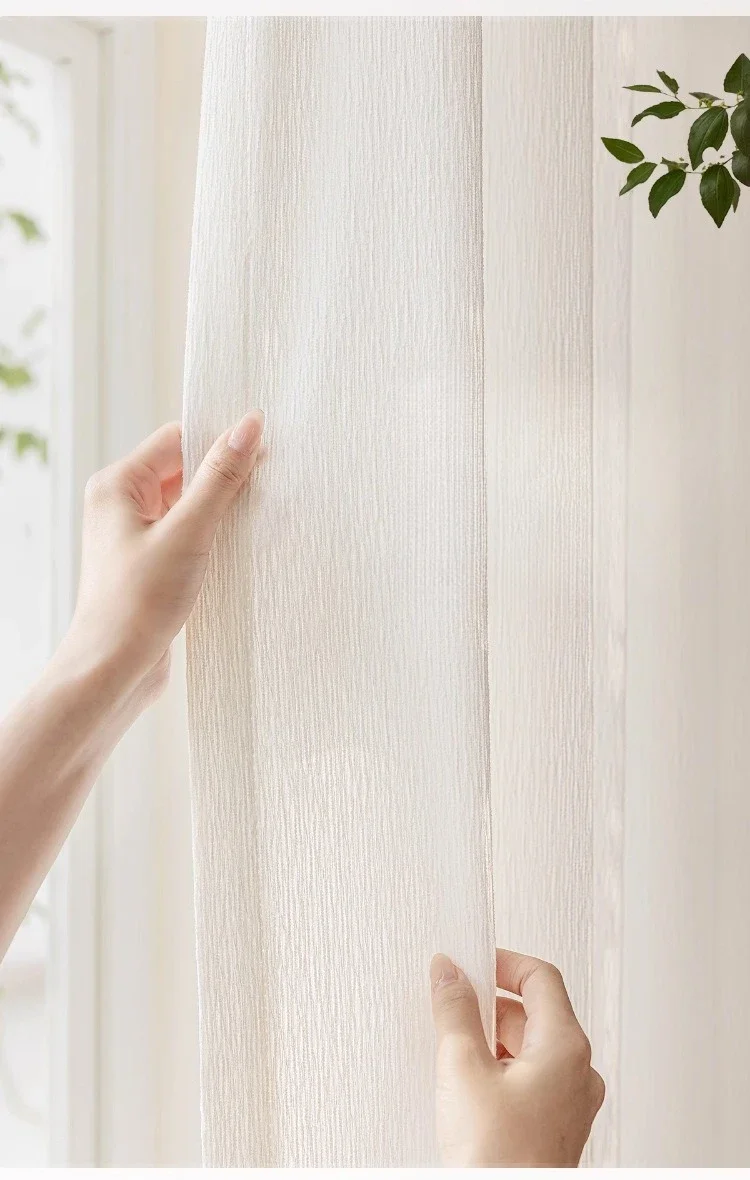 Custom Size Chenier Curtains White Gauze Modern Minimalist Style Living Room Balcony High-end Feeling Finished Window Screen