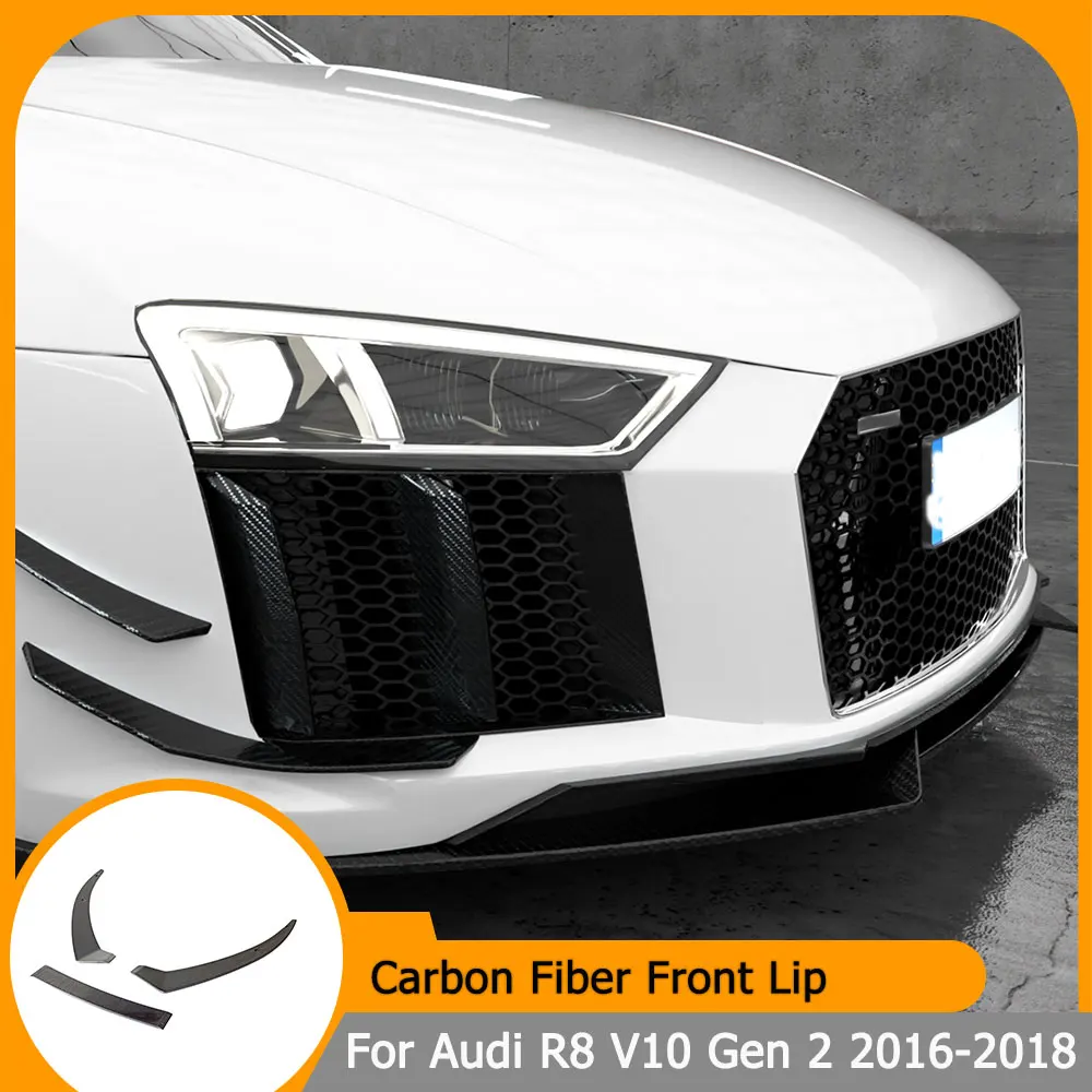 

Real Carbon Fiber Front Bumper Lip Spoiler Guard Chin Lip For Audi R8 V10 Gen 2 2016-2018 Front Chin Lip Car Front Body Kits