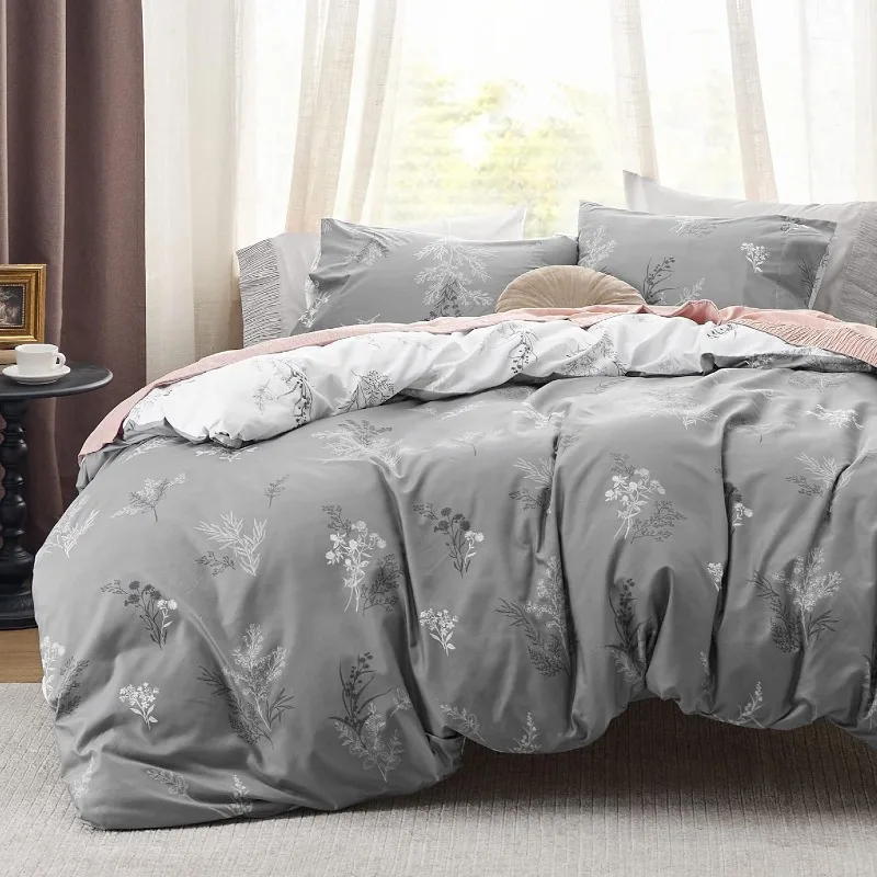 

Duvet Cover- Reversible Duvet Cover Set with Zipper Closure,3 Pieces, 1 Duvet Cover with 8 Corner Ties and 2 Pillow Shams