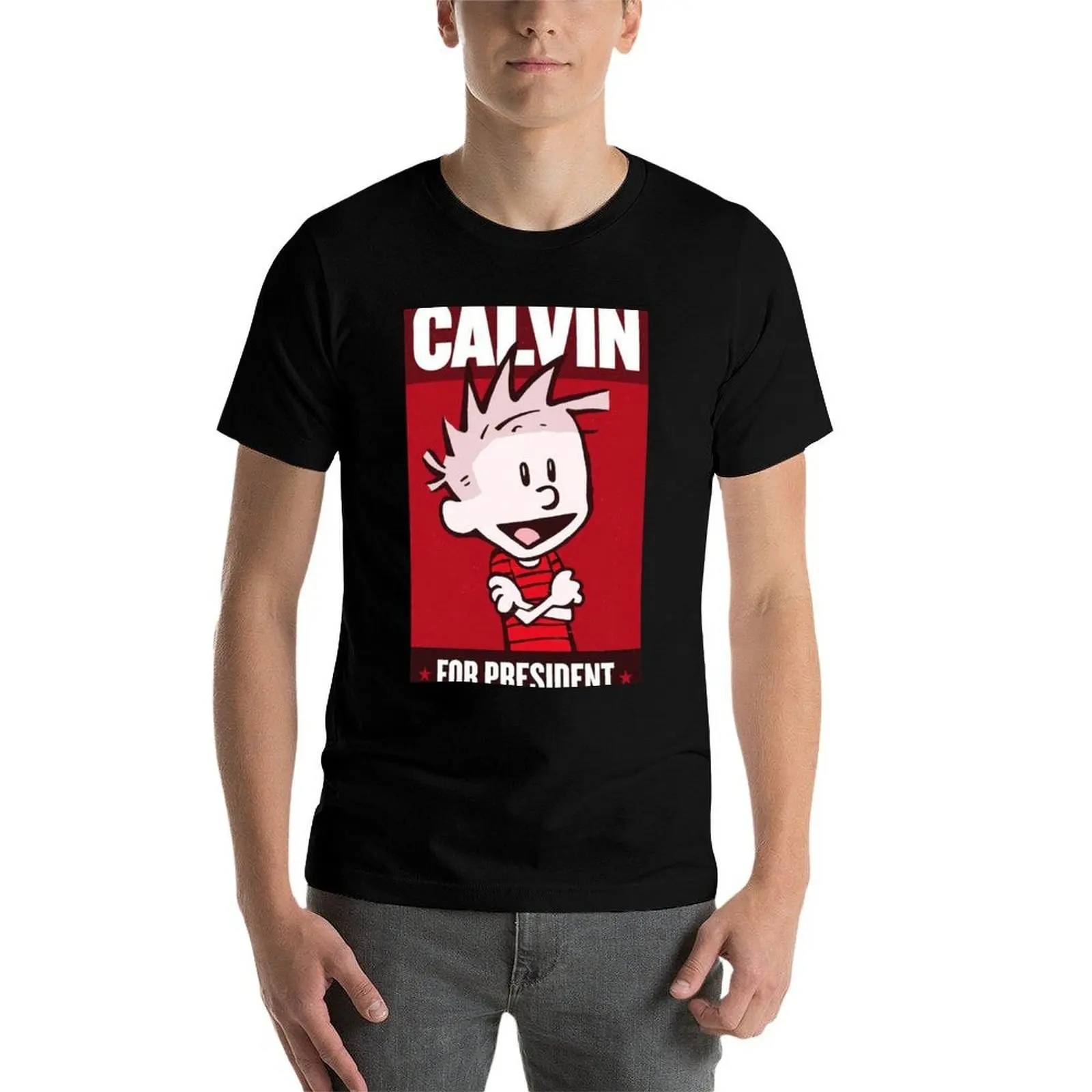 

calvin for president T-Shirt cotton t shirts man 100% black cotton t-shirt plain for man package T-Shirt