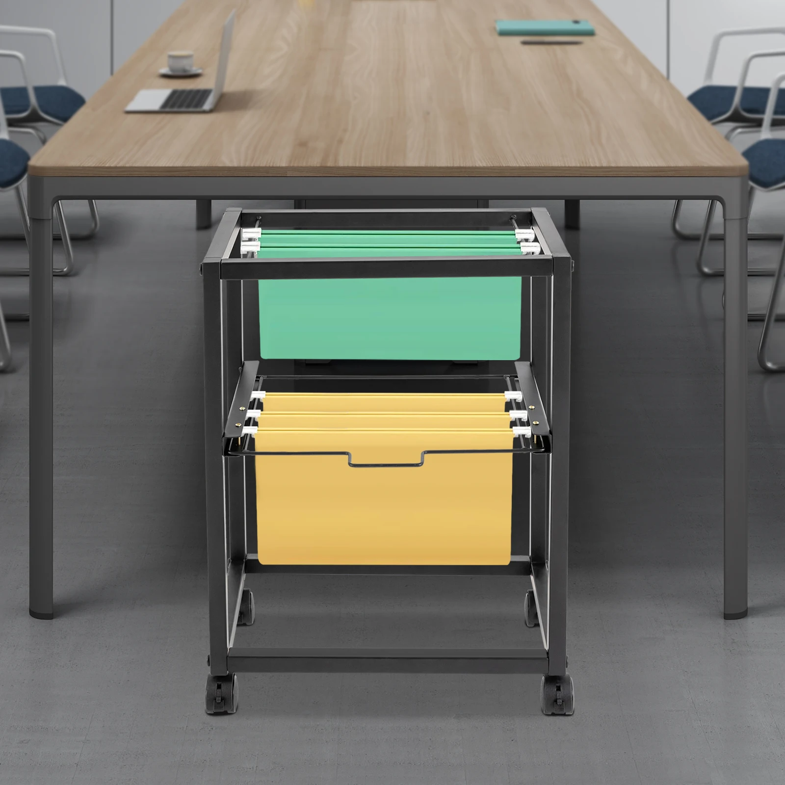 

Двухслойная подвесная стойка для файлов для офисной школы, хранения канцелярских товаров, папок, личных товаров