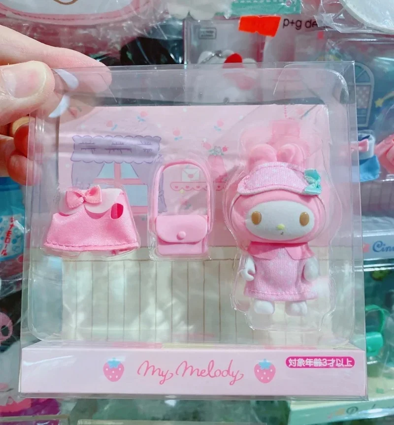 Nowe lalki Sanrio My Melody zmieniające się Kuromi Cinnamoroll Pochacco figurki zestaw kombinezonów do spania seria uciekająca lalka zabawka prezent