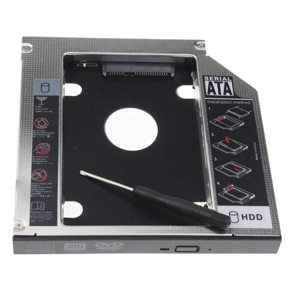 노트북 ODD DVD/CD-ROM Optibay용 SSD HDD 케이스, 알루미늄 금속 소재, SATA에서 SATA에서 SATA 2.5 인치, 12.7mm, 신제품