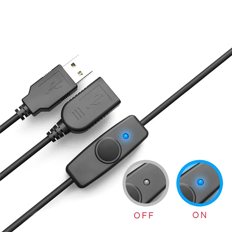 Data Sync USB 2.0 Extender Cord USB Extension Cable With ON OFF Switch LED Indicator For PC Laptop USB Fan LED Lamp