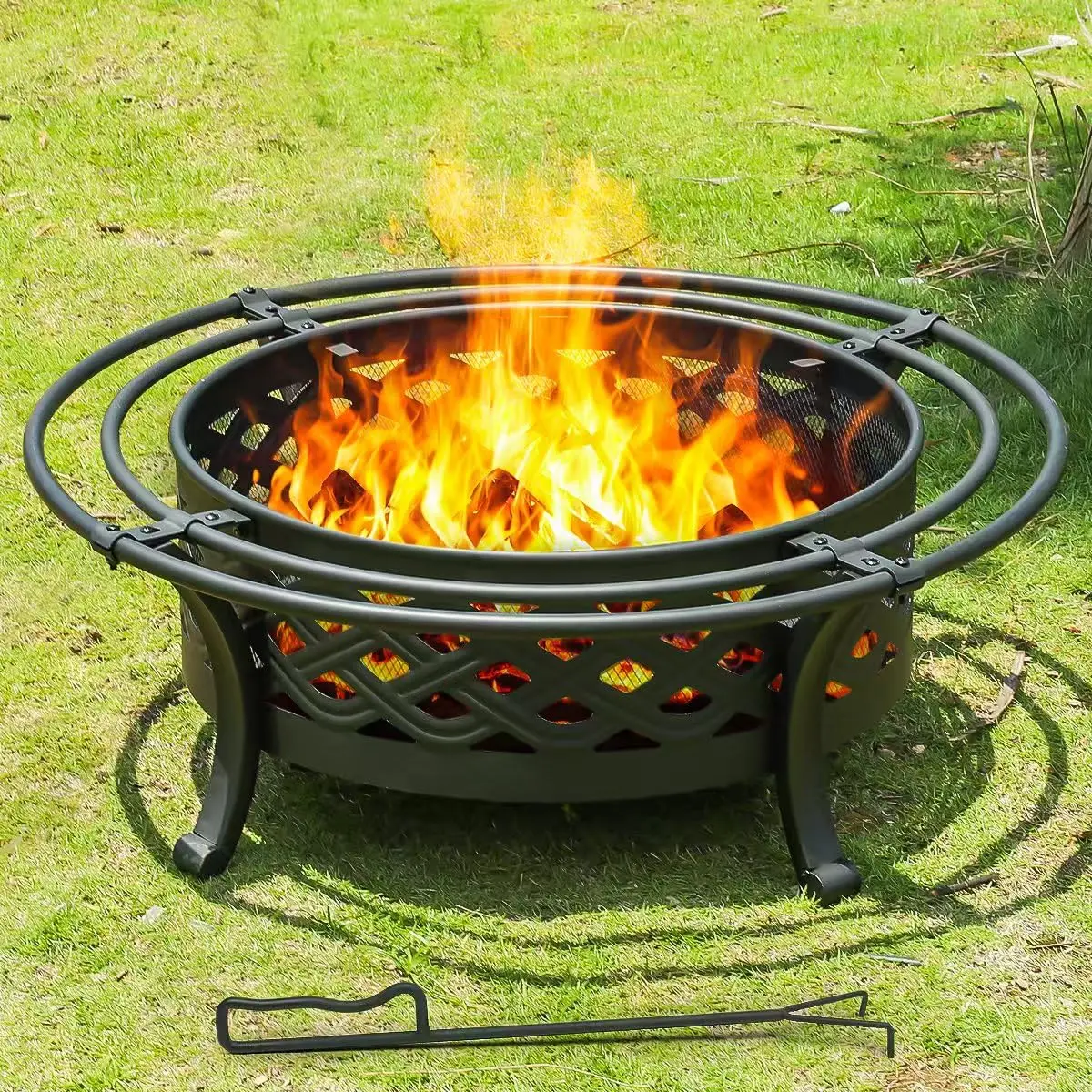 Outdoor Fire Pit with Spark Sn Wood Burning 42 Inch