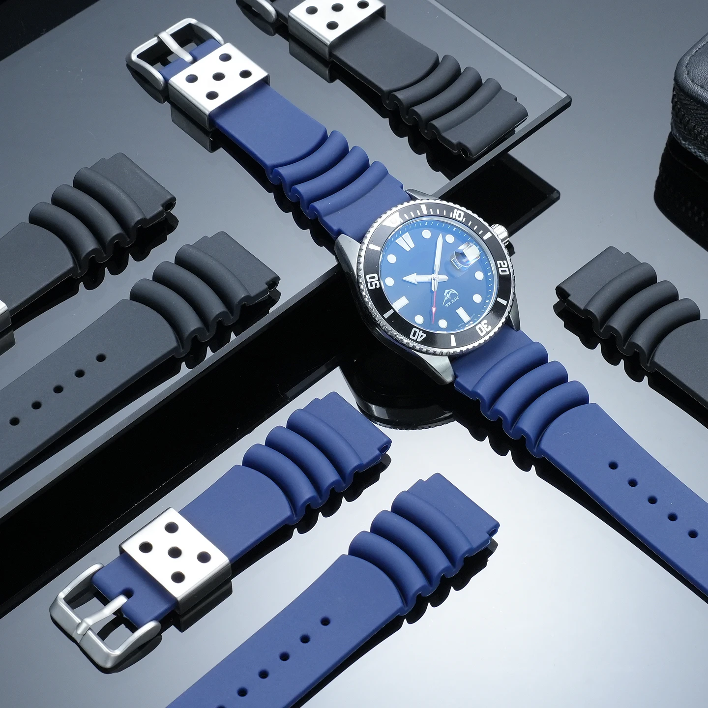 For Casio Swordfish MDV-106 MTP-VD01 Silicone Watch Strap Canned Red Teeth Diving 007 Abalone Small MM Needle Buckle Strap 20 22