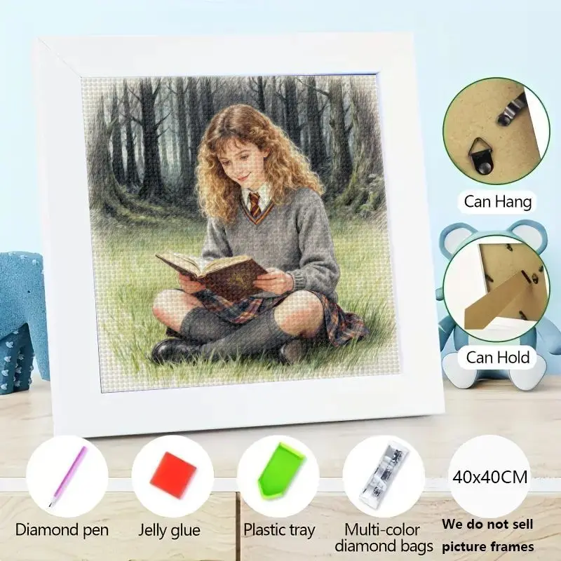 

1 шт., Гарри Поттер, Гермиона Грейнджер, набор алмазной живописи, 5D полная дрель, алмазная художественная вышивка, ведьма, чтение книг, волшебная фантазия, сделай сам