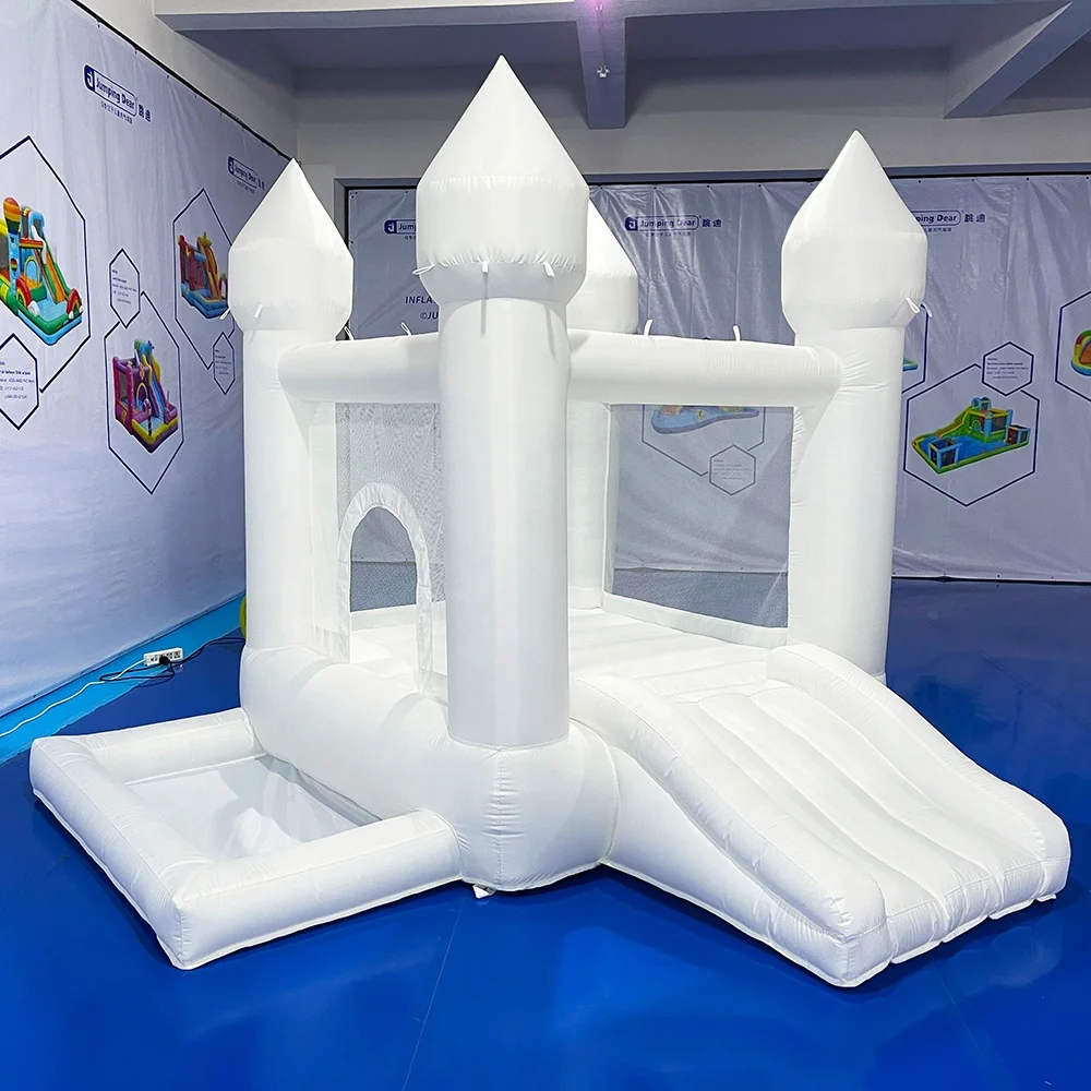 

Pretty hot-selling mini white wedding indoor outdoor kid playing toy white inflatable castle bounce house jumping trampoline