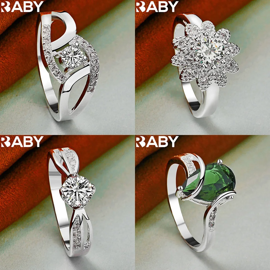 

URBABY 925 Sterling Silver Size 7-10 Zircons Ring For Women Men Fashion Jewelry Charm Grace Wedding Engagement Accessories