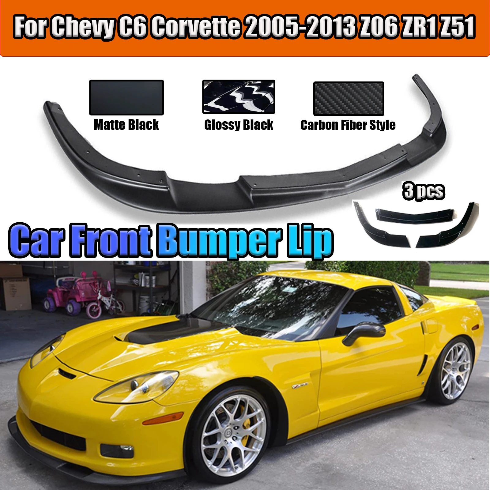 Губа переднего бампера автомобиля для 2005-2013 Chevy C6 Corvette Z06 ZR1, сплиттер спойлера, модели широких кузовов, передняя губа, автомобильные запчасти