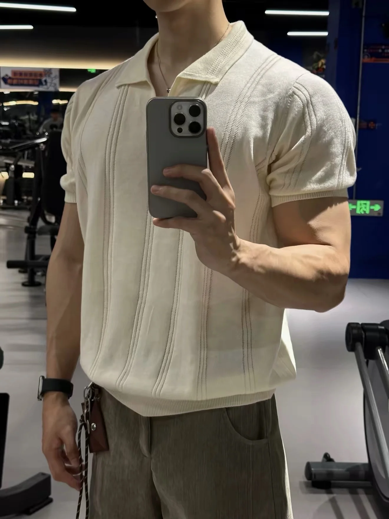 

American Style Simple Elegantly Designed Comfortable Short Sleeve Men's Summer Casual Commuting Versatile Sport Breathable Kn...
