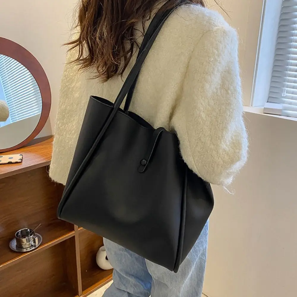 

Large Capacity PU Leather Shoulder Bag French Style Handbag Retro Underarm Bag Simple Casual New Design Tote Bag Girls