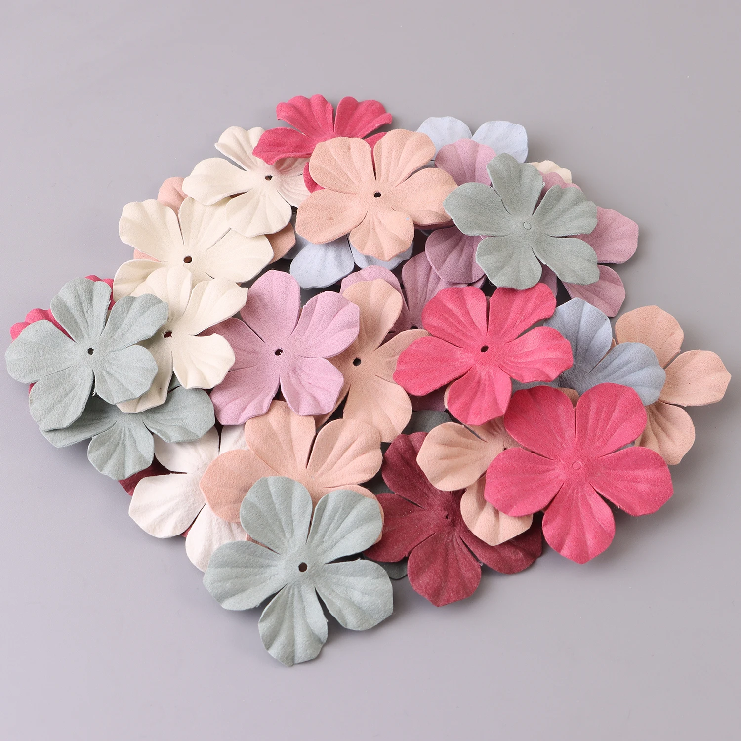 30pc Small Exquisite Leather Flowers Handmade Artificial Flower Head Wedding Decoration DIY Scrapbooking Craft Fake Flower