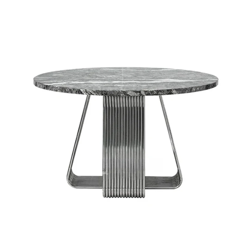 

Italian light luxury marble dining table Home master high-end villa round table Designer restaurant round table