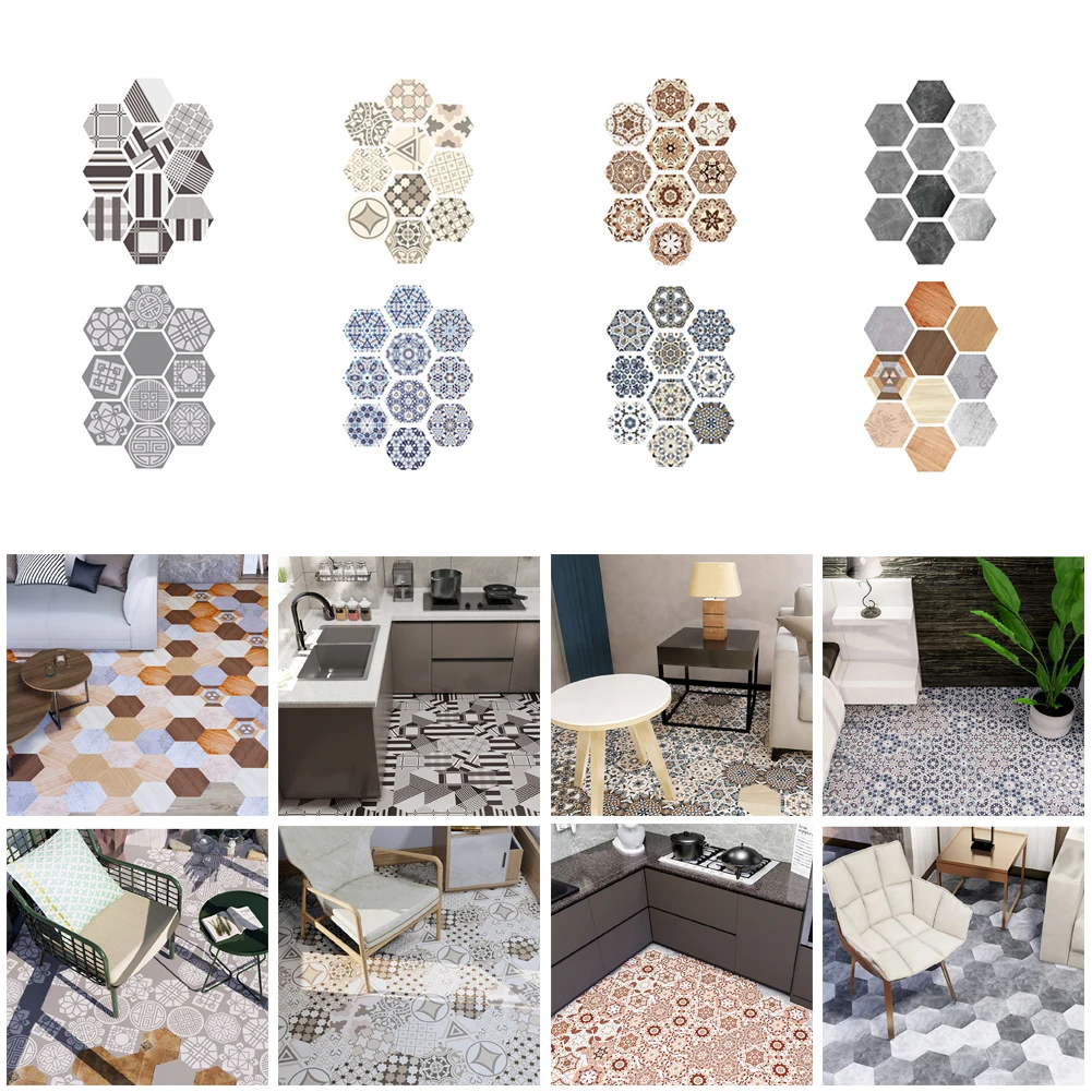 10pcs Wallpaper Without Punching Holes PVC Wallpaper Sticker Waterproof Oilproof Self-Adhesive Backsplash For Kitchen Bathroom