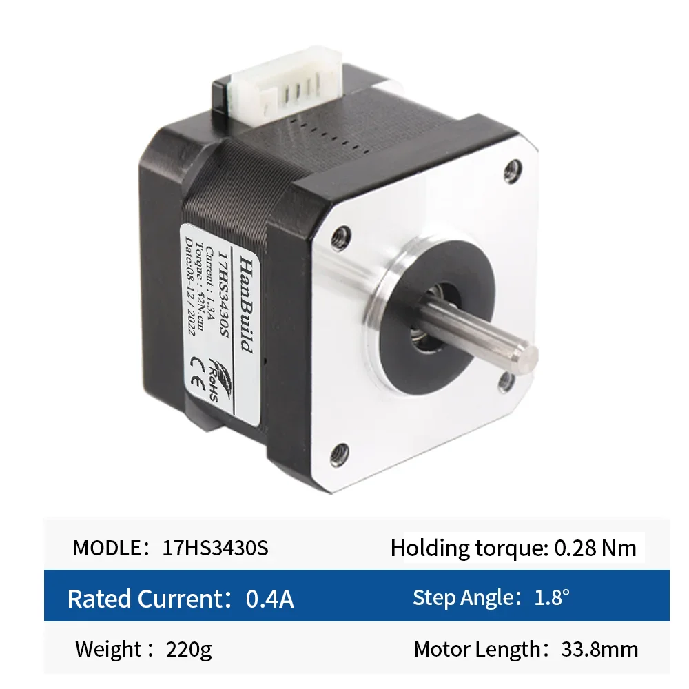 1PCS  17HS3430S 42 stepper motor 4-Lead Motor 0.4A 2800g.cm 34mm length for 3d Printer 12V Nema17 Stepper motor