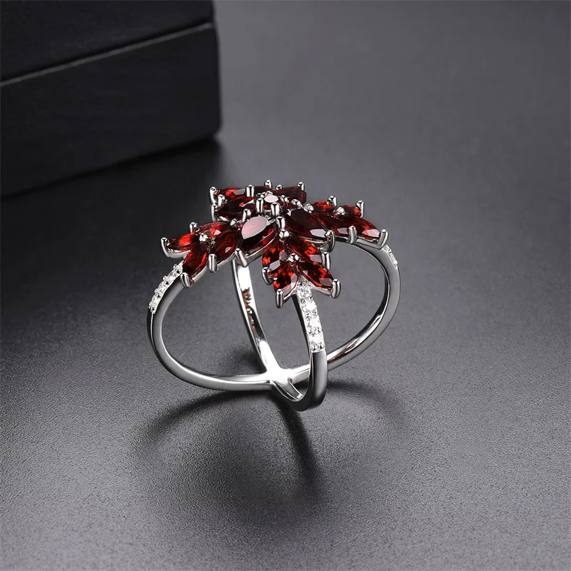 

Natural Garnet 925 Sterling Silver Rings Unique Special Design 5.05 Carats Natural Garnet Gemstone Rings Anniversary Gift