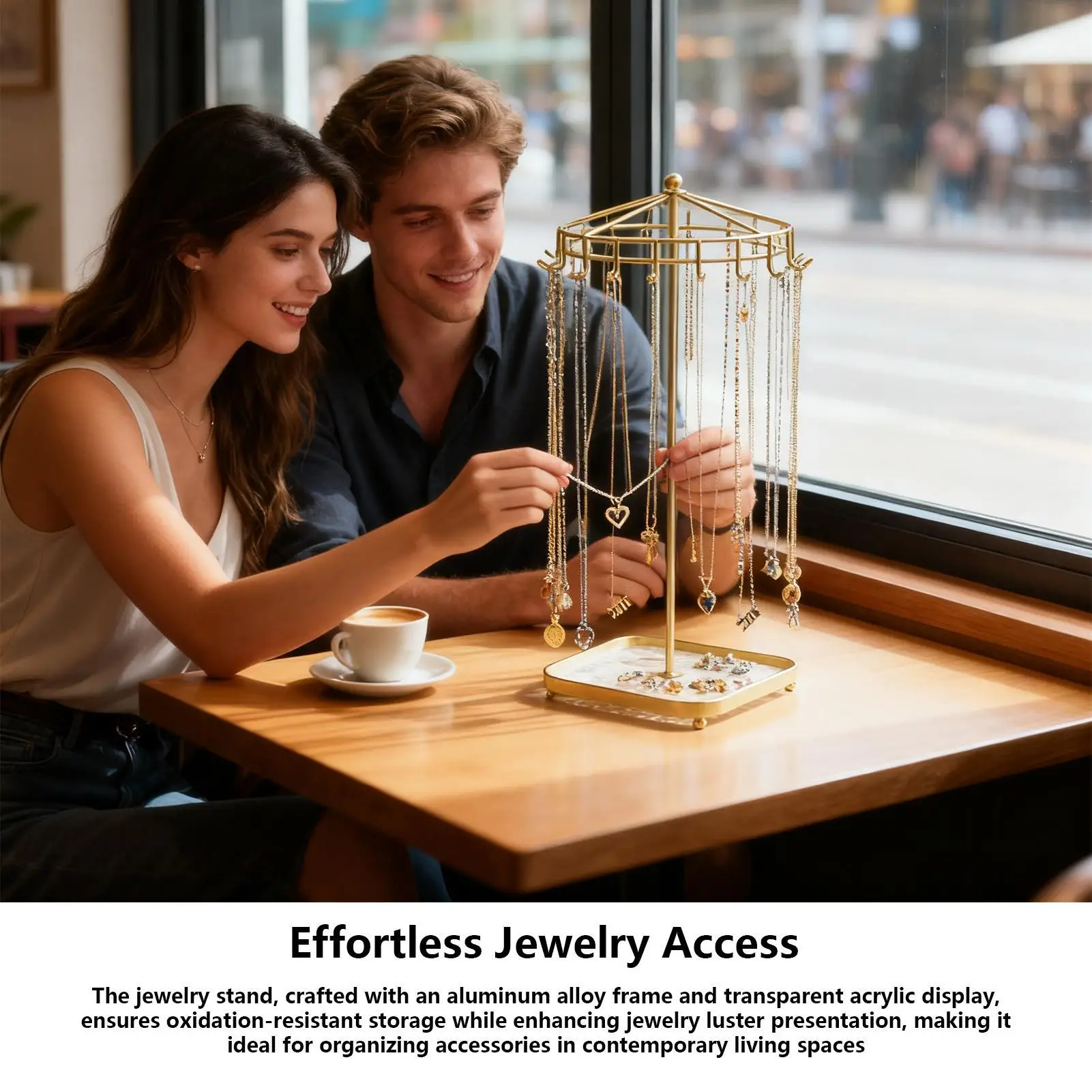 

Jewelry Holder Rotating Metal Modern Decor Metal Jewelry Organizers And Storage For Necklace Earring Ring Fashion Accessories