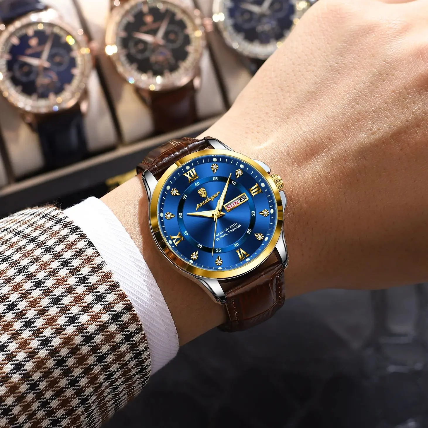 Men's Waterproof Luminous Date Week Business Watch