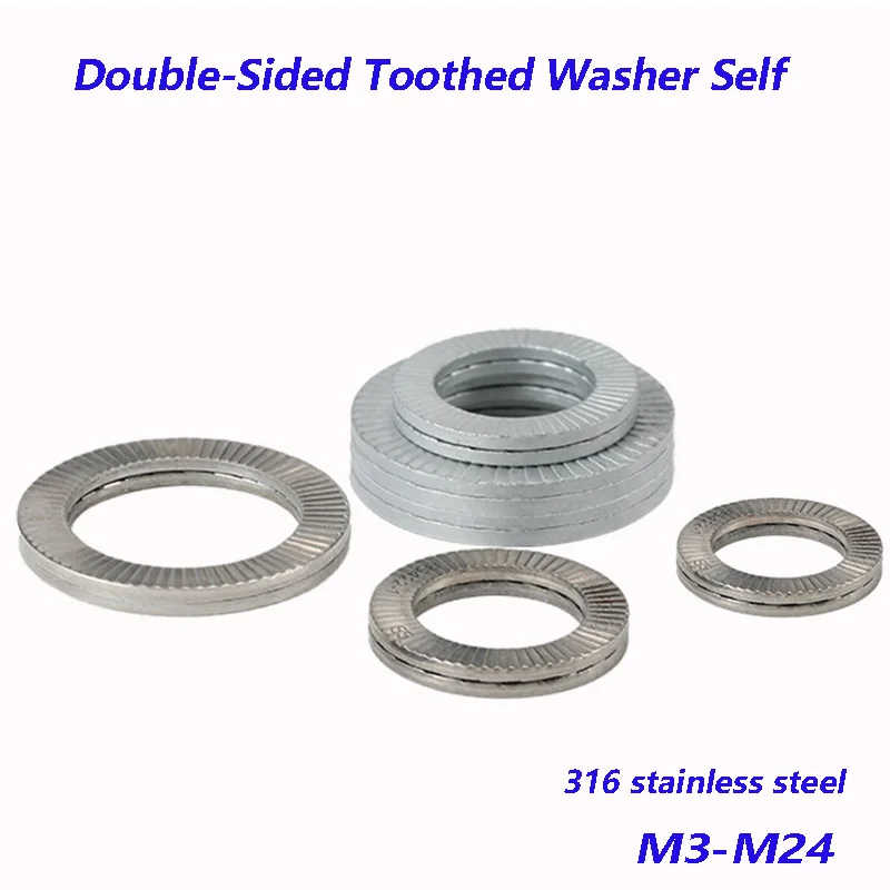 

M3-M24 316Stainless steel Metal Locking Washer/Circular Double-Sided Toothed Gasker With Anti Loosening And Self-Locking 1/2/3Pc