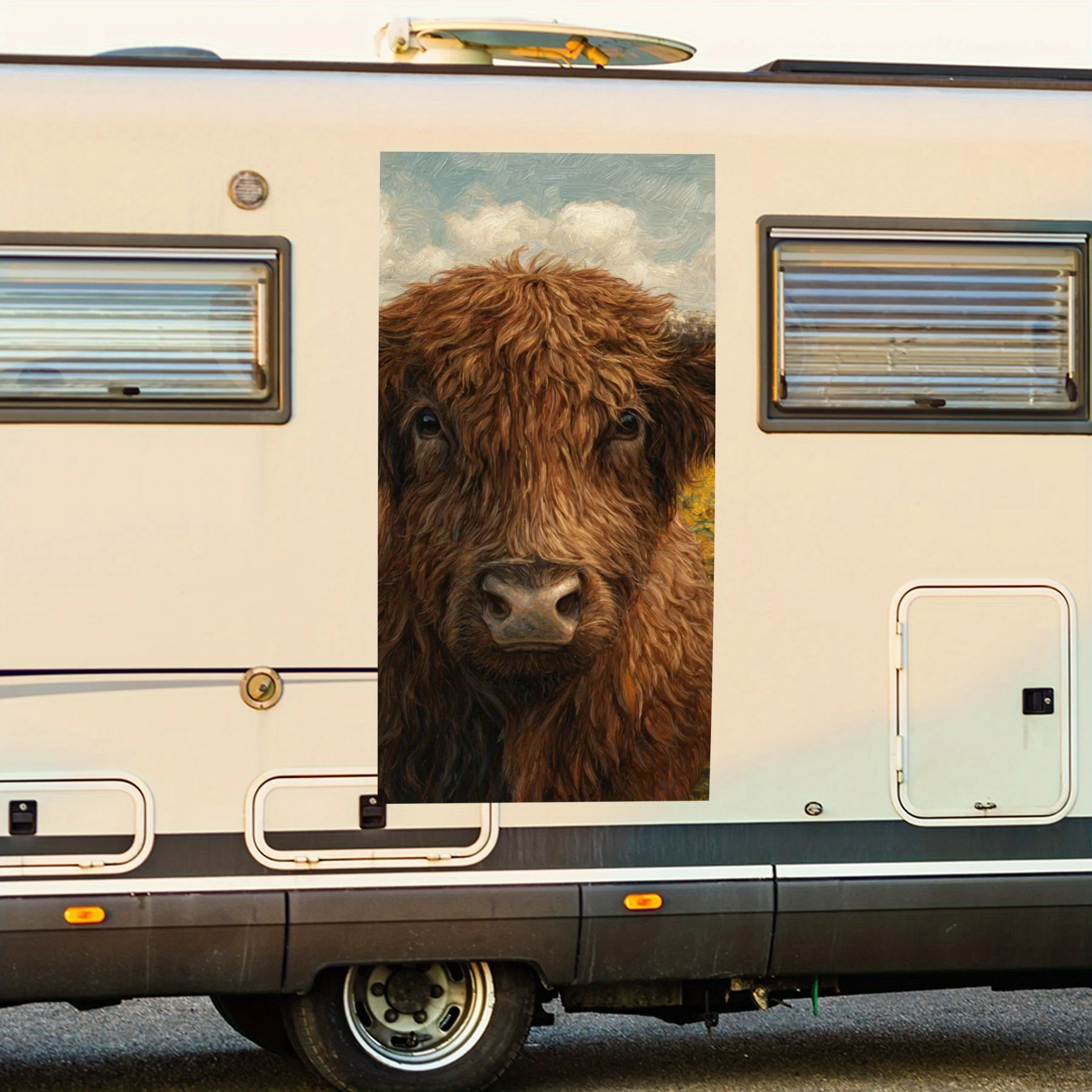 

Cow in Sunflower Field Car Sticker,Waterproof Vinyl Decal for RV Side, Self - Adhesive Stickers to Decorate & Protect RV Body, P