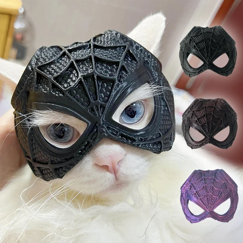 New 3D Printing Cat Bat Mask Halloween Accessories Cosplay Costume Accessory Spider Web Cat Mask  Headset Pet Decor Props Mask