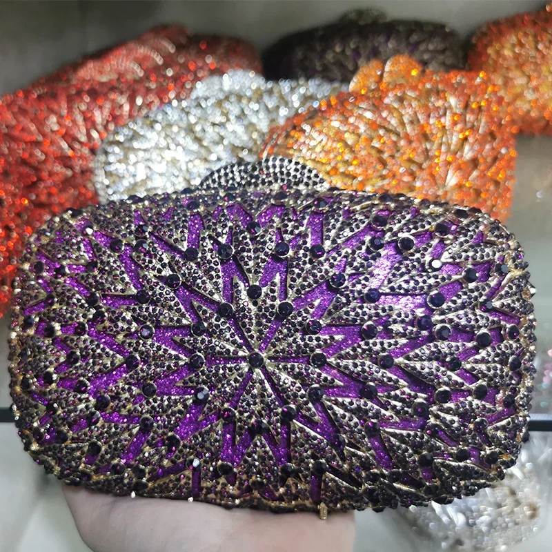 

2022 New Arrival Purple Crystal Clutch Bag Evening Purse And Diamond Rhinestone Women’s Bridesmaid Clutches Ladies Dinner Bag