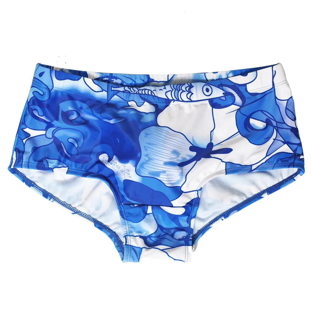 Push Up Pad Men\'s Swim Briefs 3D print Bikini Swimwear Blue Fish Men Swimming Trunks Surf Beach Pant Sexy Swimsuit Man Shorts