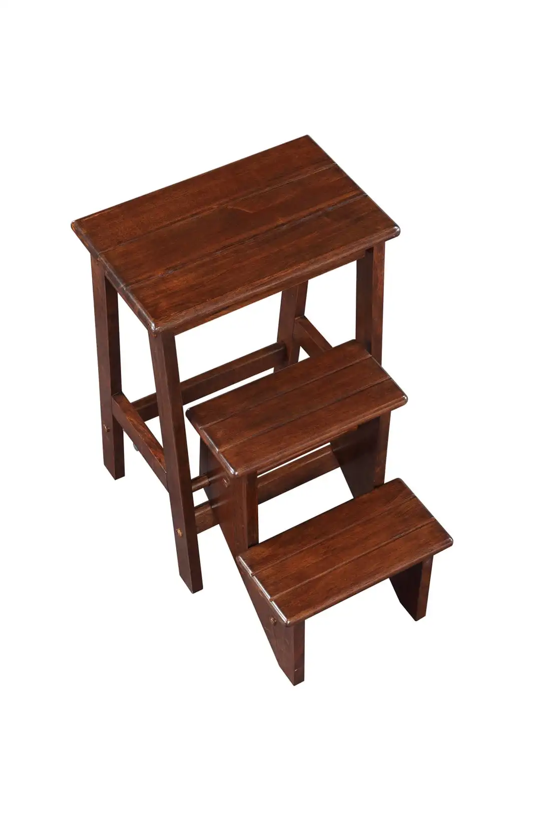 24 polegadas Cappuccino Finish Bar Stools, Folding 3-Step Wood Stool, Conjunto de 3 Bar Stool, Bar Counter Stool