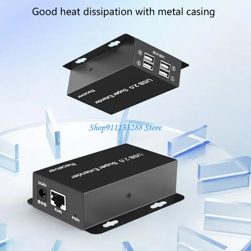 

G88D USB2.0 Extender By RJ45 Ethernet Cat6 Cable 50M 4 Port USB2.0 Hub Support Webcam USB Camera Keyboard Mouse Printer