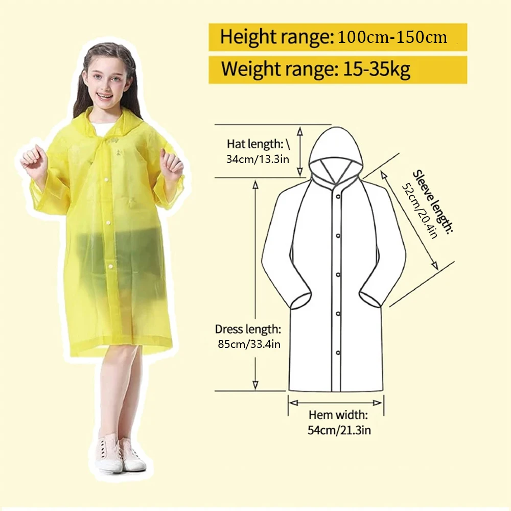 High Quality Eva Children Raincoat Waterproof Transparent Thickened Camping Hiking Boys and Girls Non-disposable Raincoat Set-ll