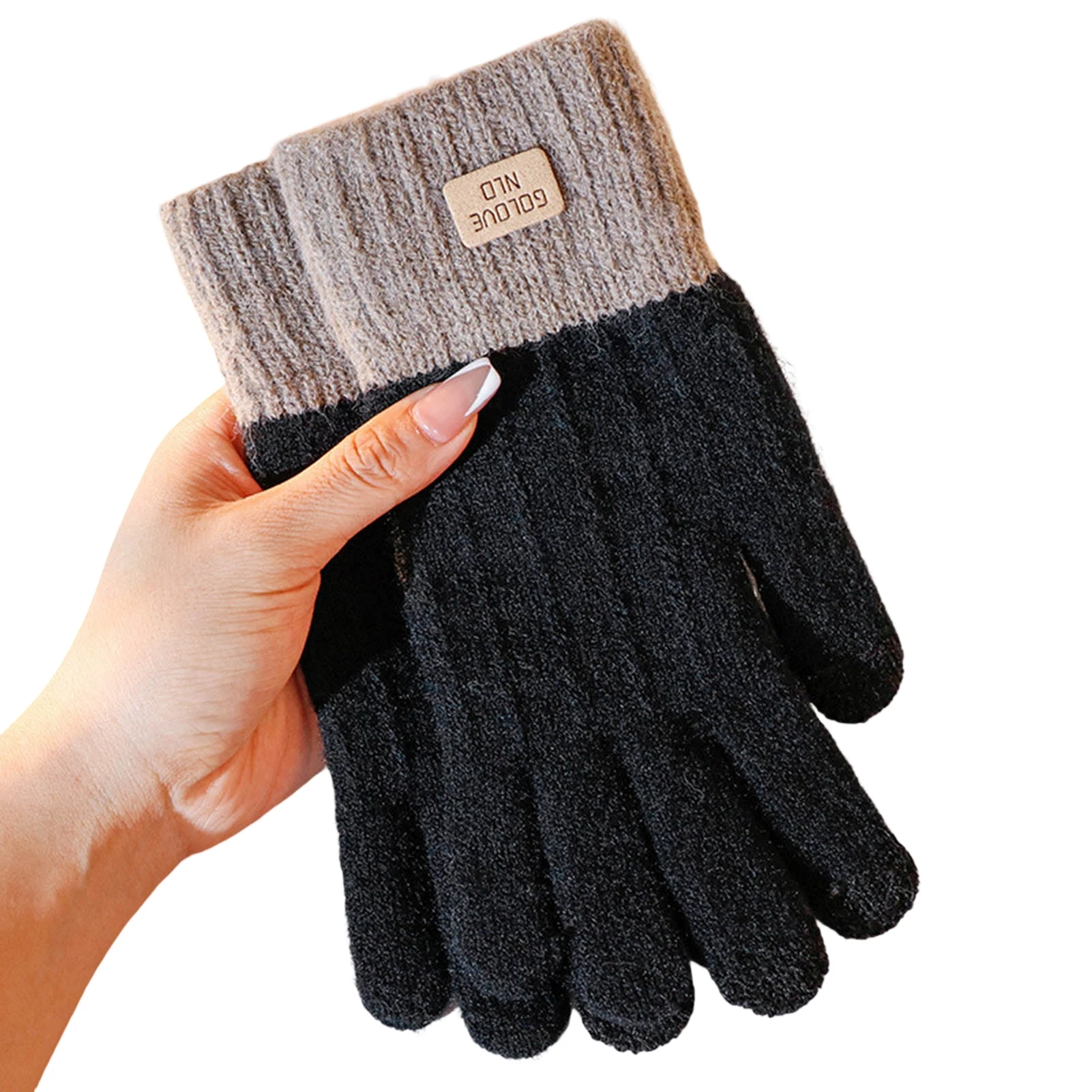 

Alpaca Fiber Winter Knit Warm Gloves Simple Windproof Solid Thickening Gloves for Holiday Birthday Gift