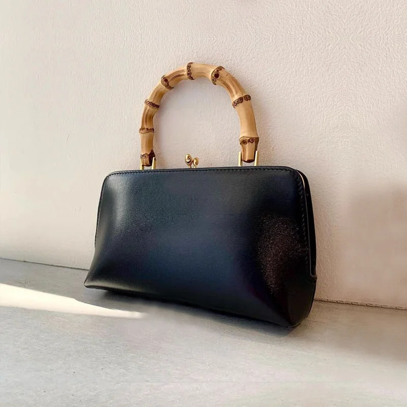

Haraaaa Top Layer Cowhide Bamboo Node Handbag Crossbody Bag Women's Bag Retro Artistic Sle Handheld Bag oulder Bag