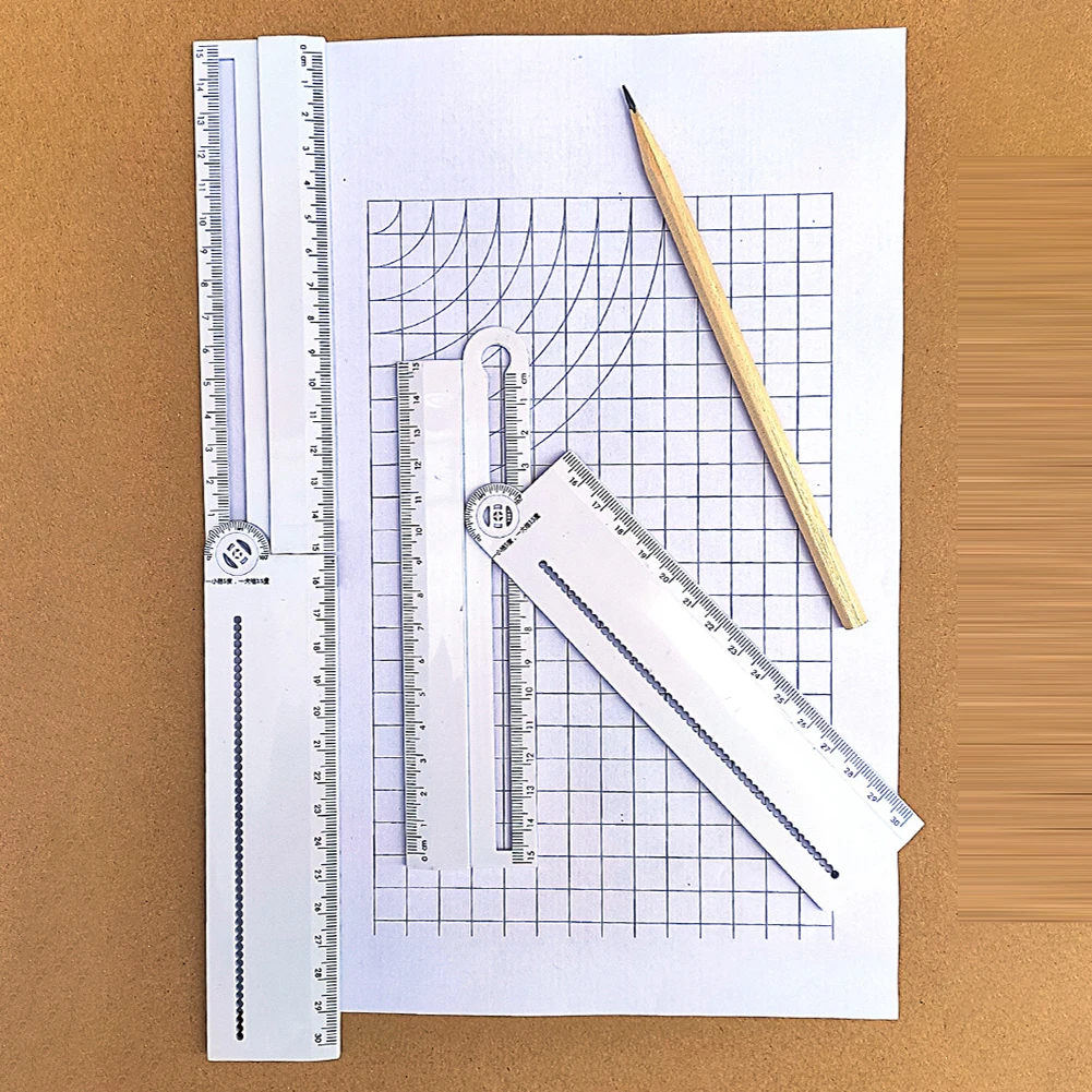 Multi-purpose Geometric Drawing Ruler Mathematical Line Circular Drawing Geometry Template Angle School Office Measuring