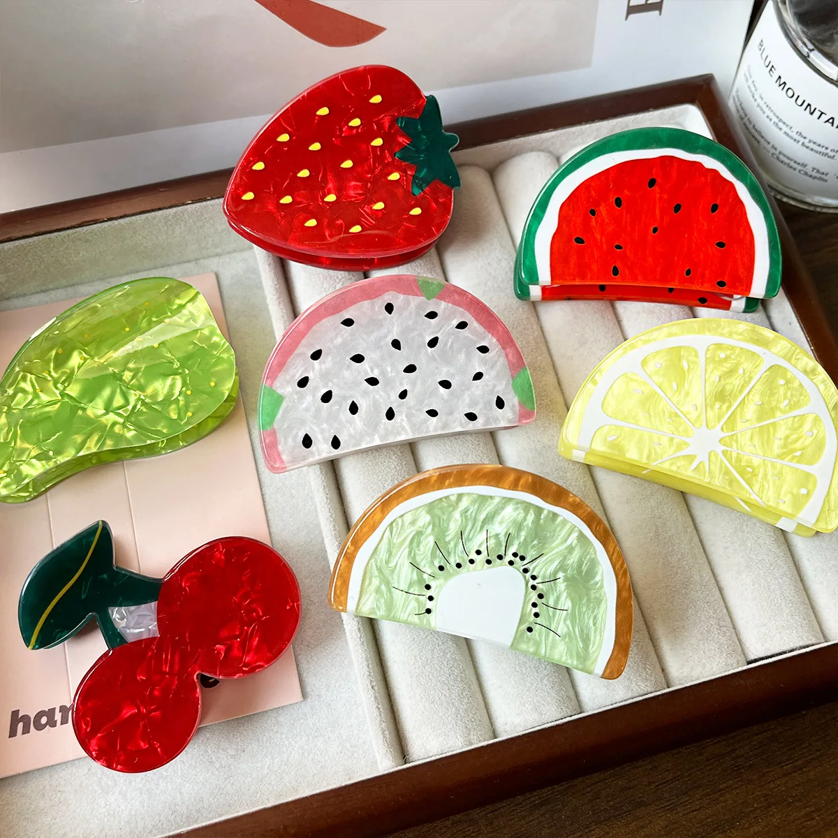 Women's Fruit Gripper Watermelon Pineapple Clip Korean Style Fashion Versatile For Girls Gift High End Back Of Head Hair Shark view 2
