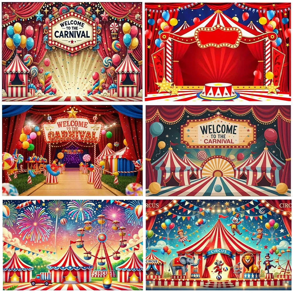

Circus Clown Tent Joker Theme Children's Birthday Party Decorative Backdrop Banner Baby Shower Background Photo Prop Kids Gift