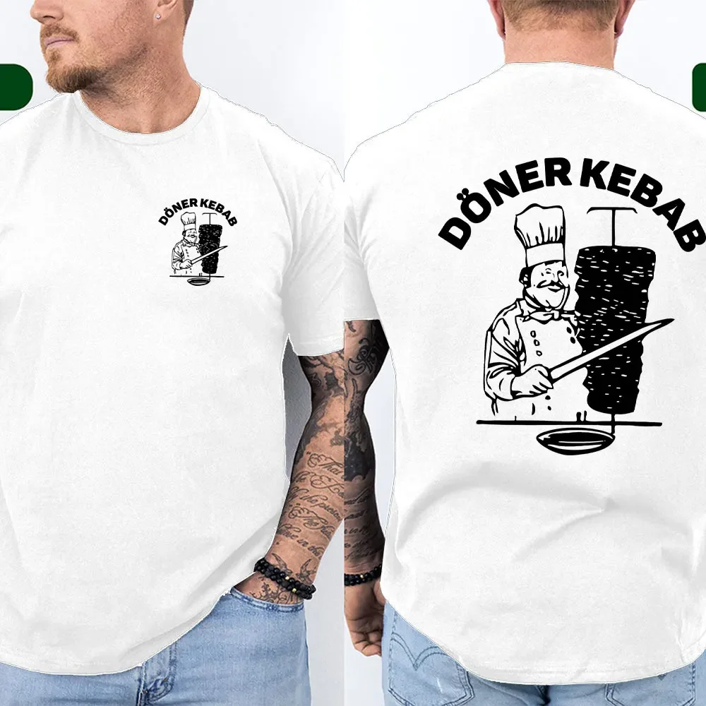 2025 Summer Sporty Men‘sWomen's Doner Kebab Print T-Shirt Short Sleeve Funny Vintage Unisex Top Tees Pure Female Clothing