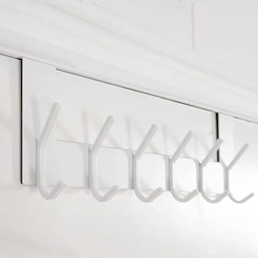 خطافات فوق الباب للحمام أو غرفة النوم تستخدم رف المناشف المثبت على الباب الأبيض مع خطافات قابلة للتعديل لتوفير المساحة معلقة على الحائط #5