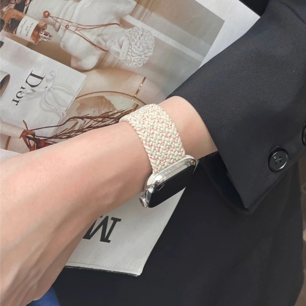 حزام حلقة مضفر لساعة أبل 44 مللي متر 40 45 41 46 42 38 Ultra 2 49 مللي متر سوار correas iWatch سلسلة 10 9 8 7 6 5 4 3 se #4