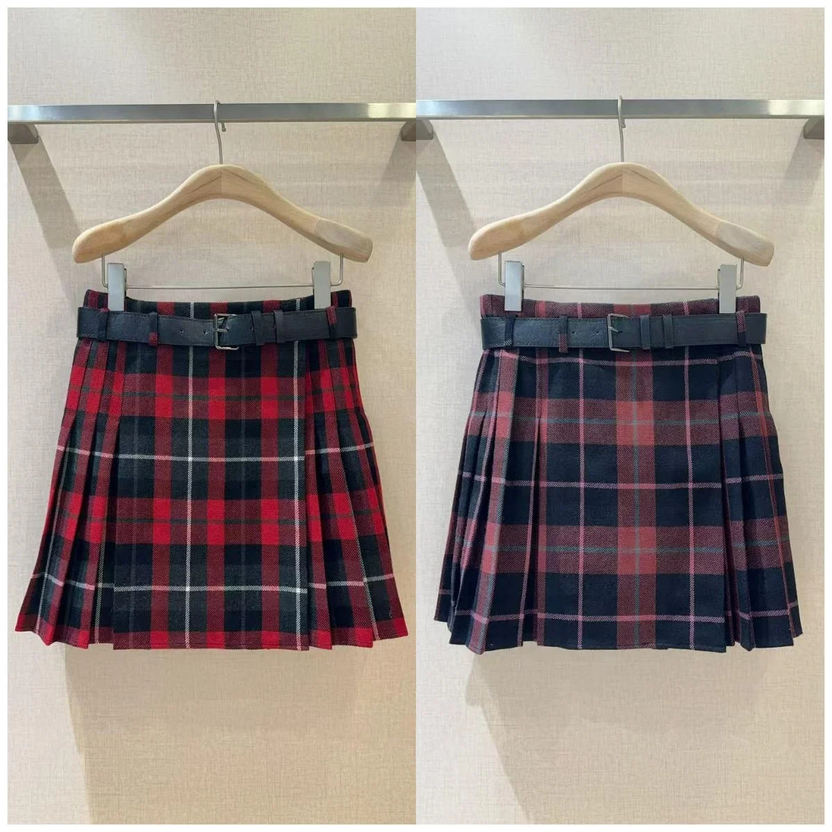 High end customized women's versatile plaid wool half skirt