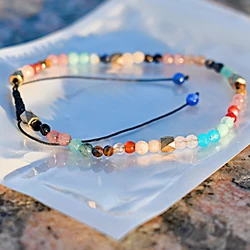 7 chakras  Rainbow Color Bracelet Natural Stone Charm Bracelet Ladies String Adjustable Beaded Healing crystal bracelet Jewelry