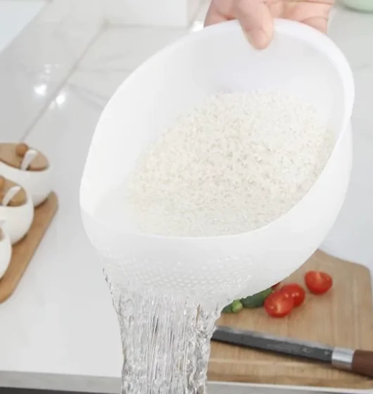 2-In-1 Rice Strainer Beans Washer Strainers And Colanders-Washing Bowl For Vegetables And Fruits Kitchen Supplies Accessories