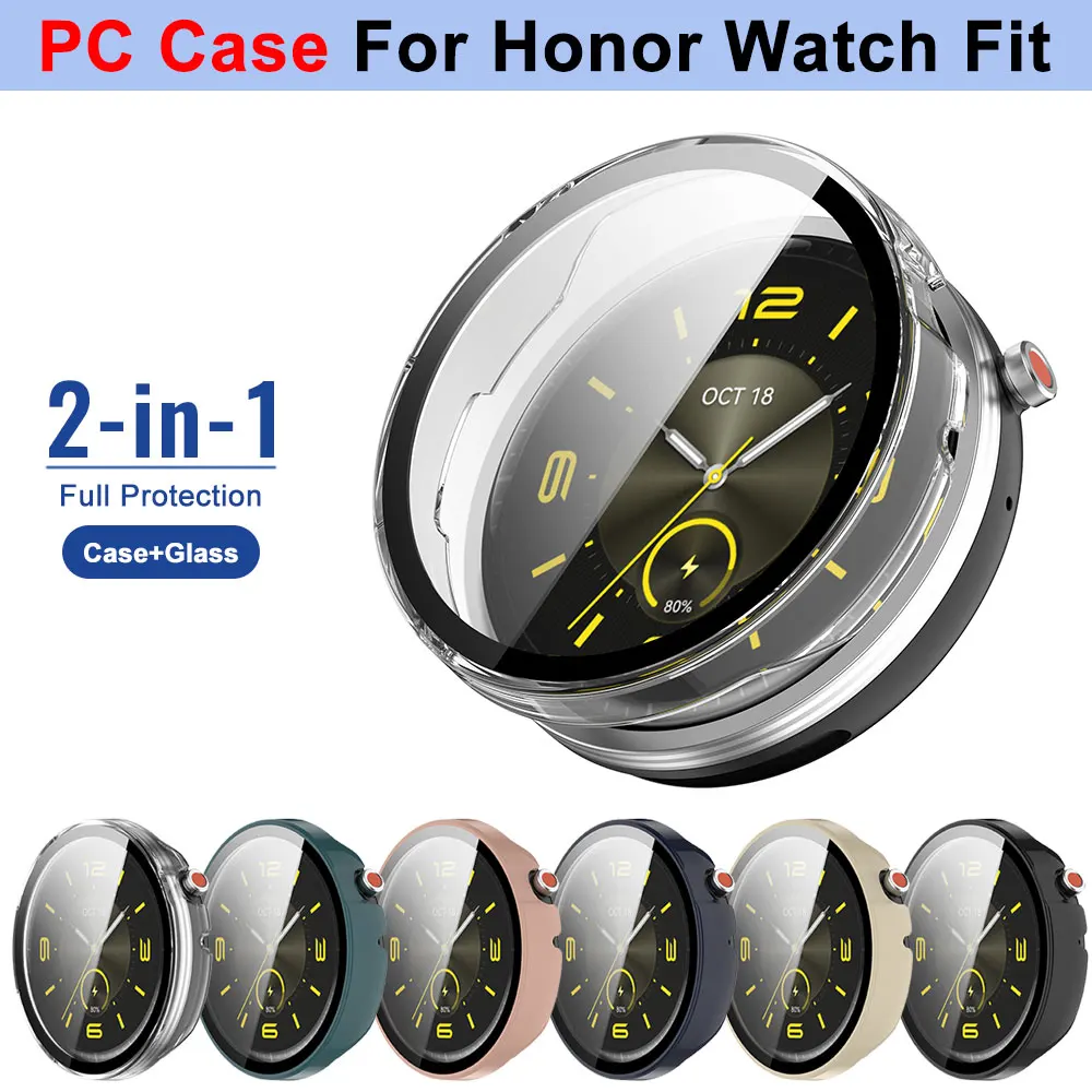 For Honor Watch Fit PC Protective Case For Honor Watch Fit Tempered Glass Full Screen Protector Bumper Cover Accessories