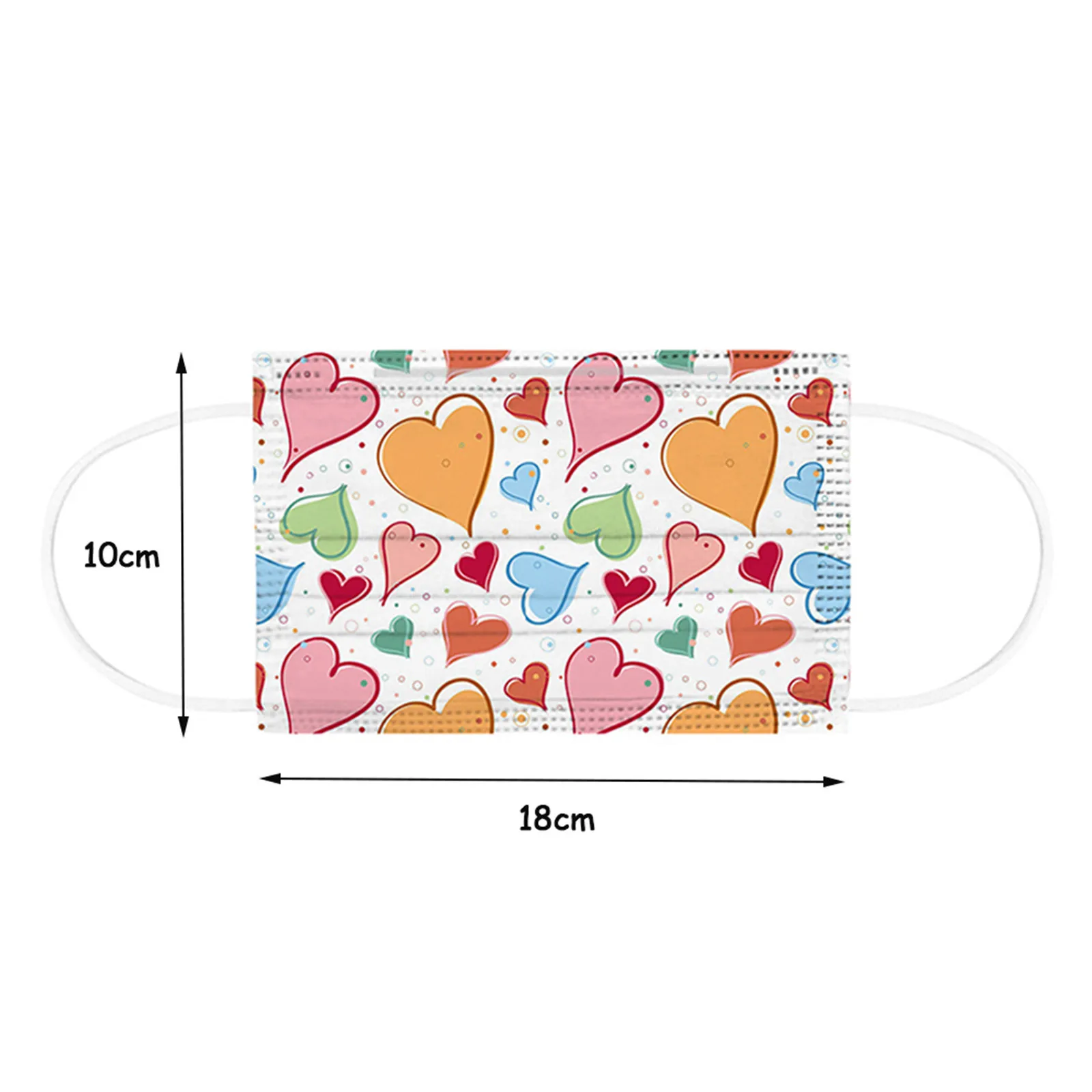 قناع وجه واقي للاستخدام مرة واحدة للبالغين ، يوم القلوب 3 طبقات ، 10 من من من من الحب ، 50 من الخارج