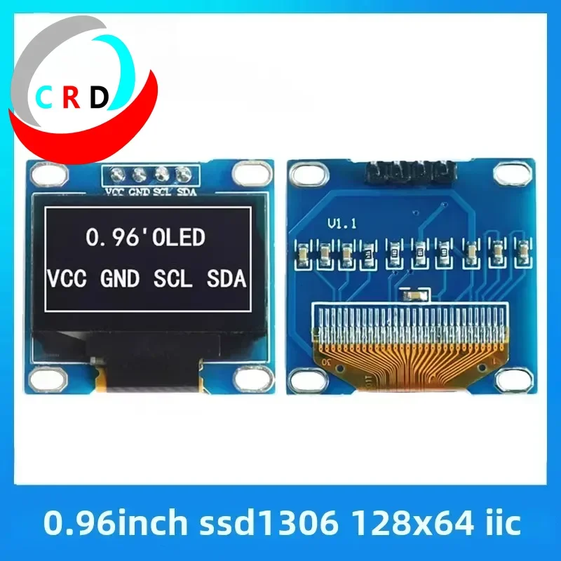 Changruida 0.96 inch OLED LCD screen 128x64 oval hole SSD1306 small screen 4-pin module IIC esp32  display  led module tft korg