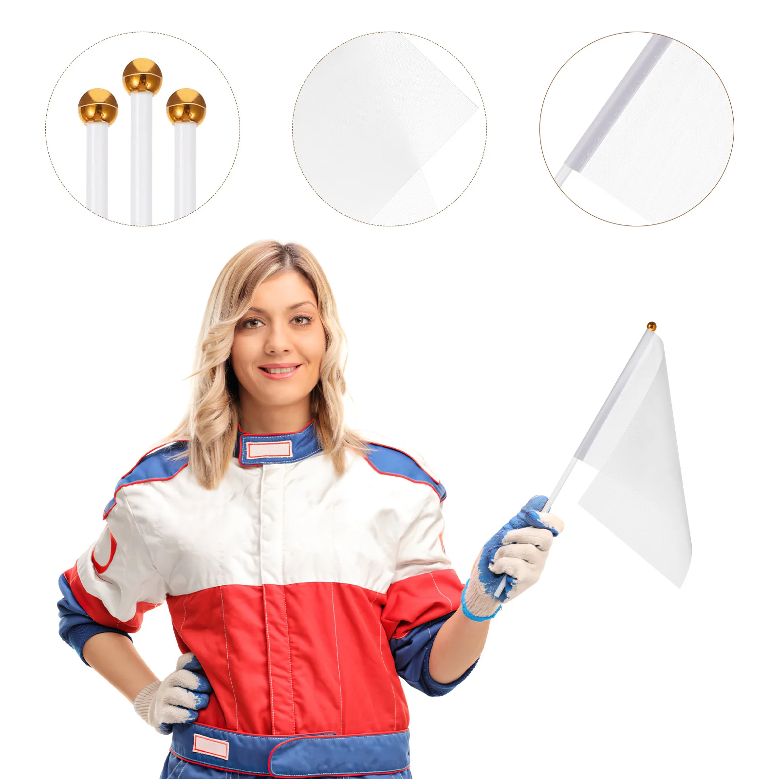 Banderas blancas de mano de 24 piezas, Bandera de árbitro agitadora manual, bandera en blanco para marcar césped de patio, suministros de competición deportiva multiusos