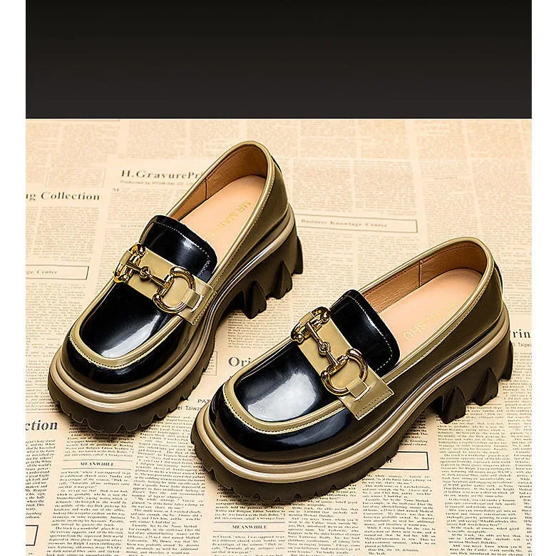 Women\'s Platform Shoes Loafers New Mary Jane Shoes Women\'s Japanese Retro Soft-soled Girls Thick-soled High-heeled Shoes